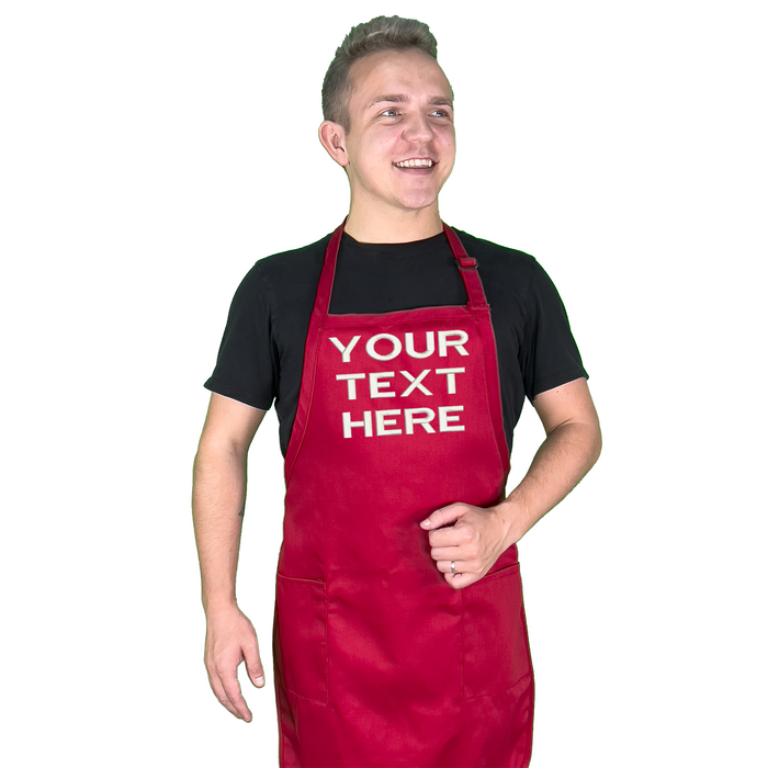 Personalized Chef Name Embroidered Apron (RED)