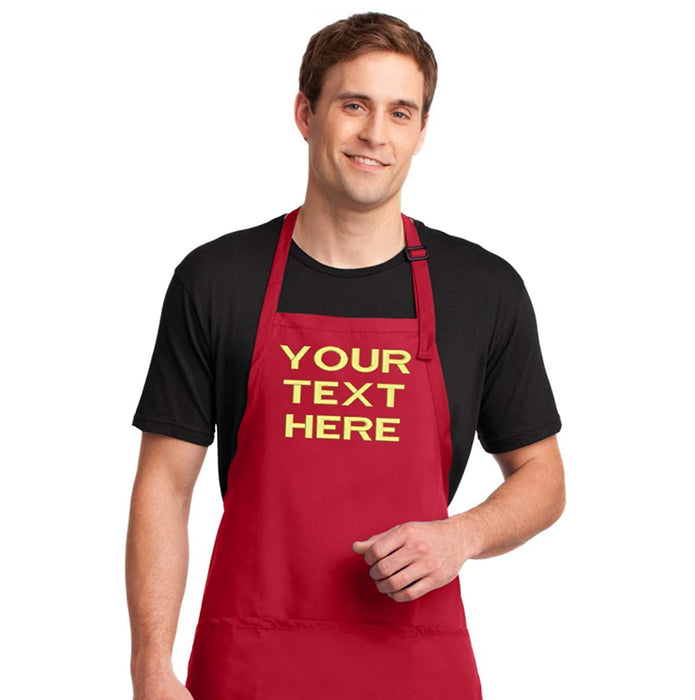 Personalized Chef Name Embroidered Apron (RED)